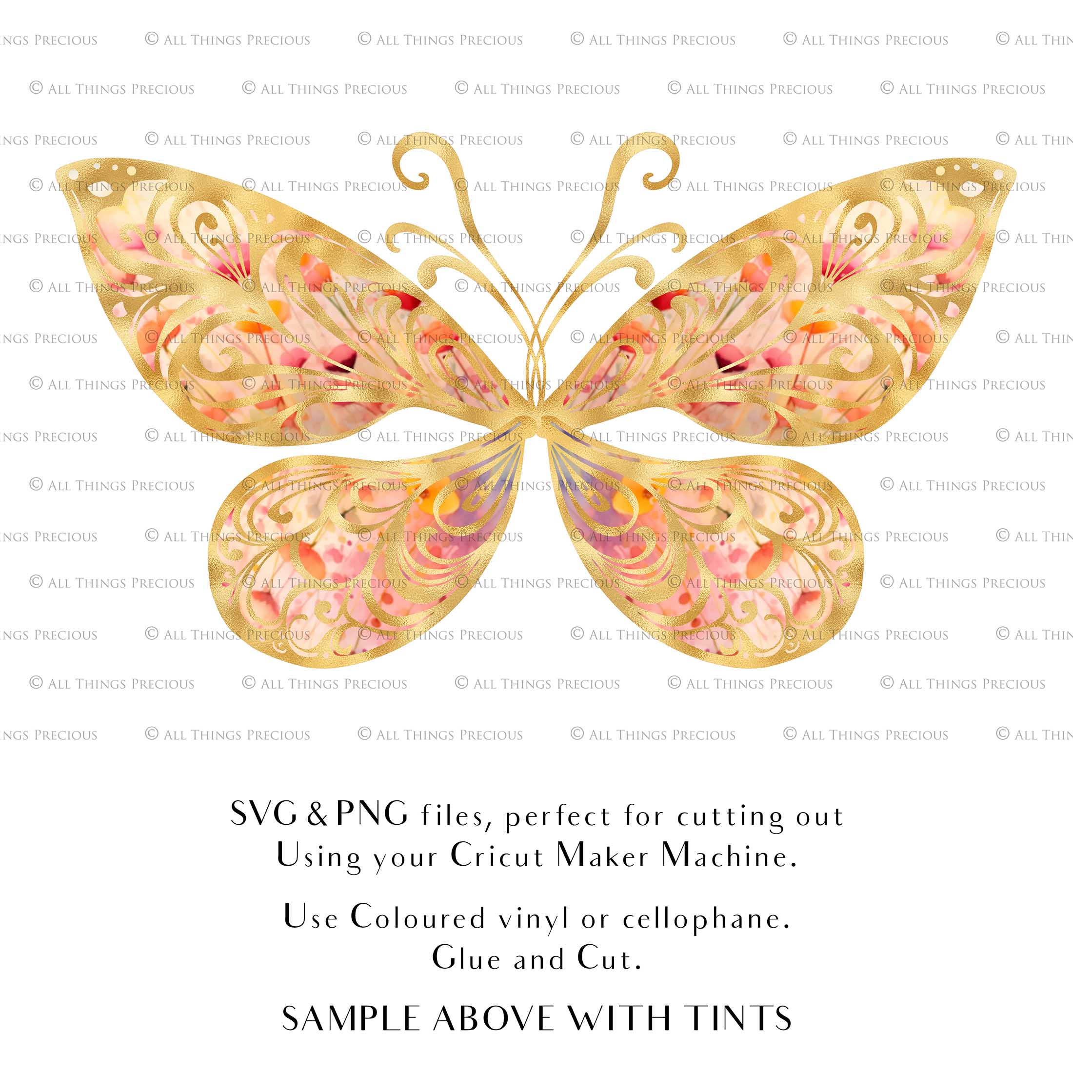 SVG & PNG Fairy/Angel Wing files for Cricut, Silhouette Cameo and other Cutting Machines. Create wearable fairy wings, all sizes. Perfect for Halloween Costumes, Fantasy, Cosplay, Photography. Prints, Wedding, Engagement, Baby Shower invitations, Sublimation Printing, Clip Art and more. Cut and assemble. ATP Textures.