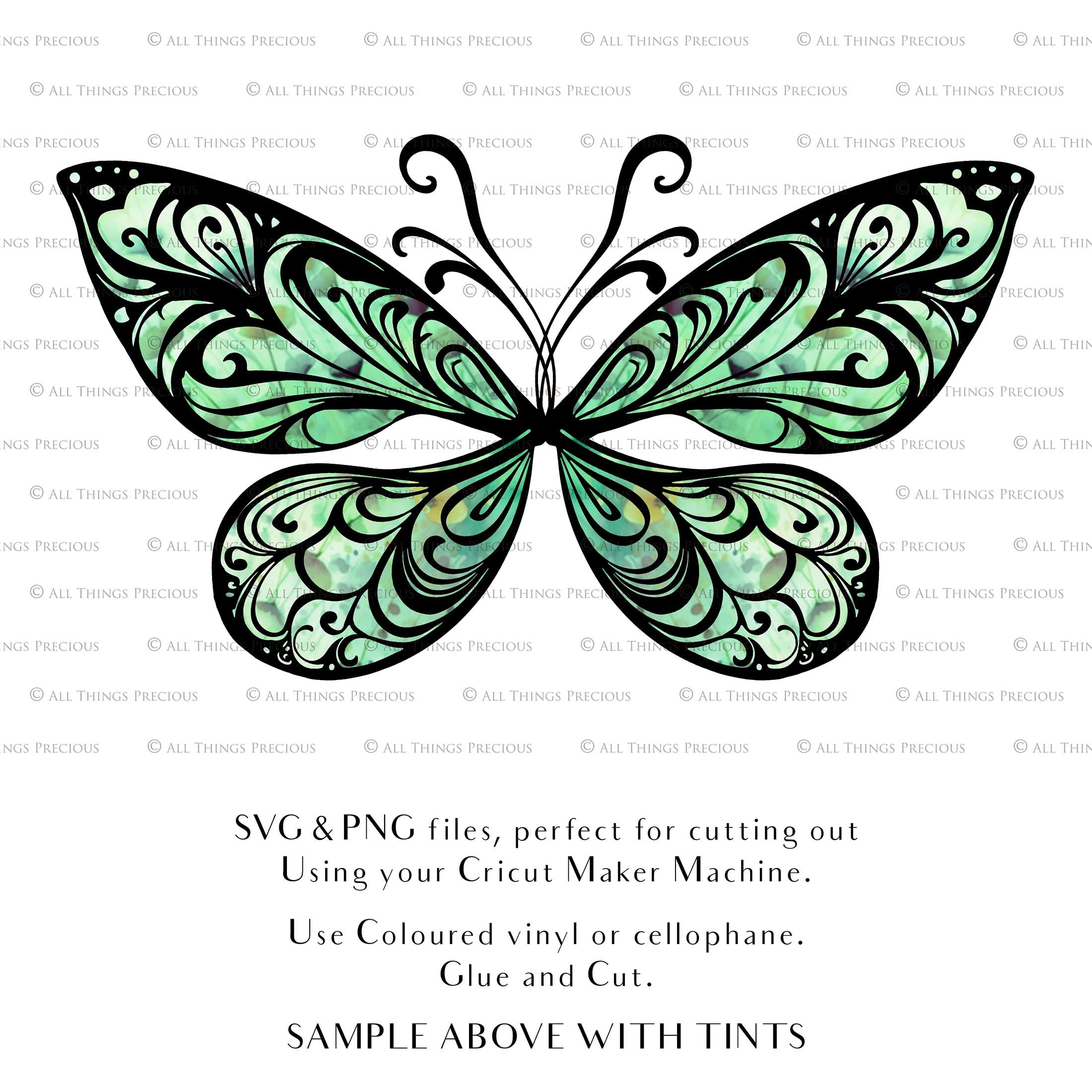 SVG & PNG Fairy/Angel Wing files for Cricut, Silhouette Cameo and other Cutting Machines. Create wearable fairy wings, all sizes. Perfect for Halloween Costumes, Fantasy, Cosplay, Photography. Prints, Wedding, Engagement, Baby Shower invitations, Sublimation Printing, Clip Art and more. Cut and assemble. ATP Textures.
