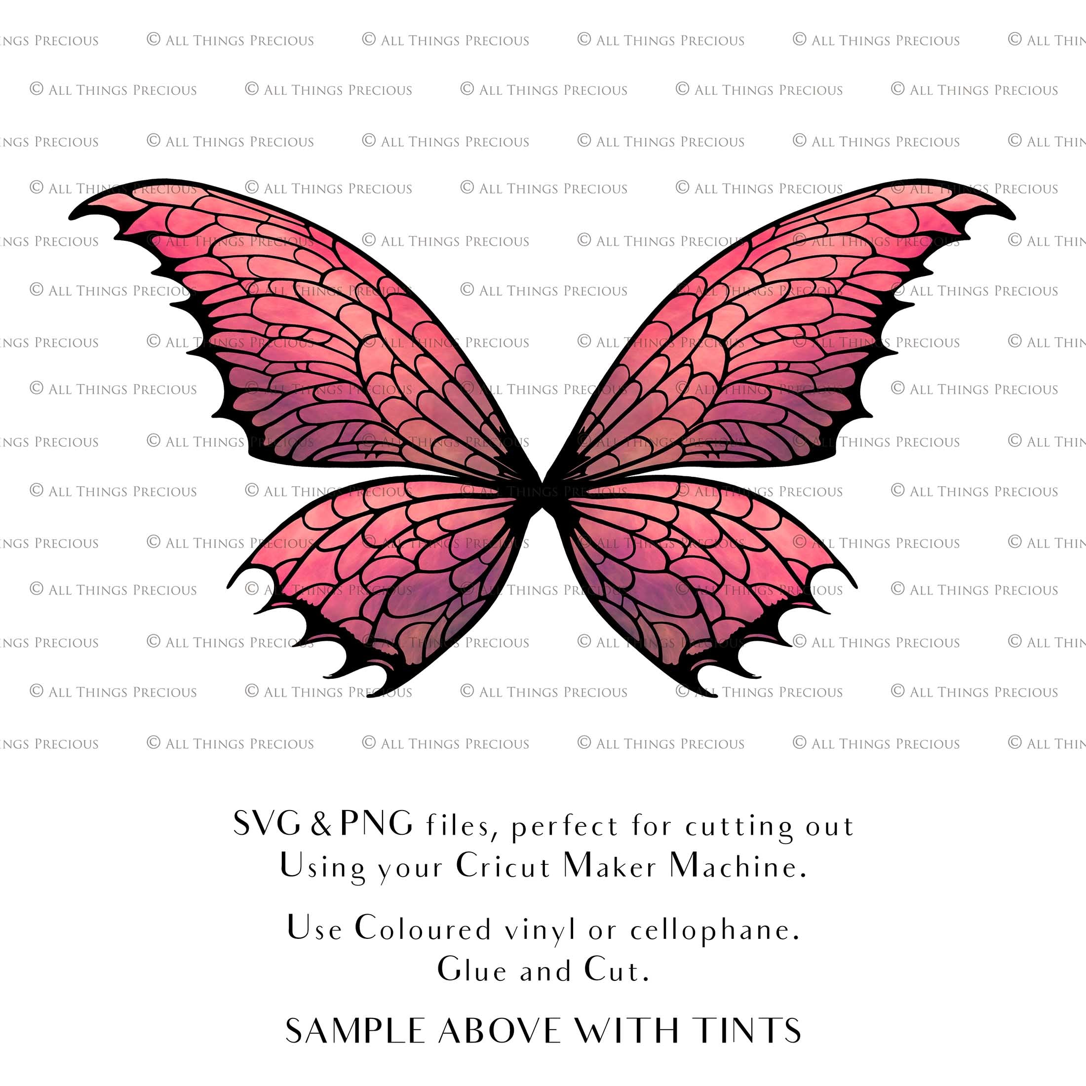 SVG & PNG Fairy/Angel Wing files for Cricut, Silhouette Cameo and other Cutting Machines. Create wearable fairy wings, all sizes. Perfect for Halloween Costumes, Fantasy, Cosplay, Photography. Prints, Wedding, Engagement, Baby Shower invitations, Sublimation Printing, Clip Art and more. Cut and assemble. ATP Textures.