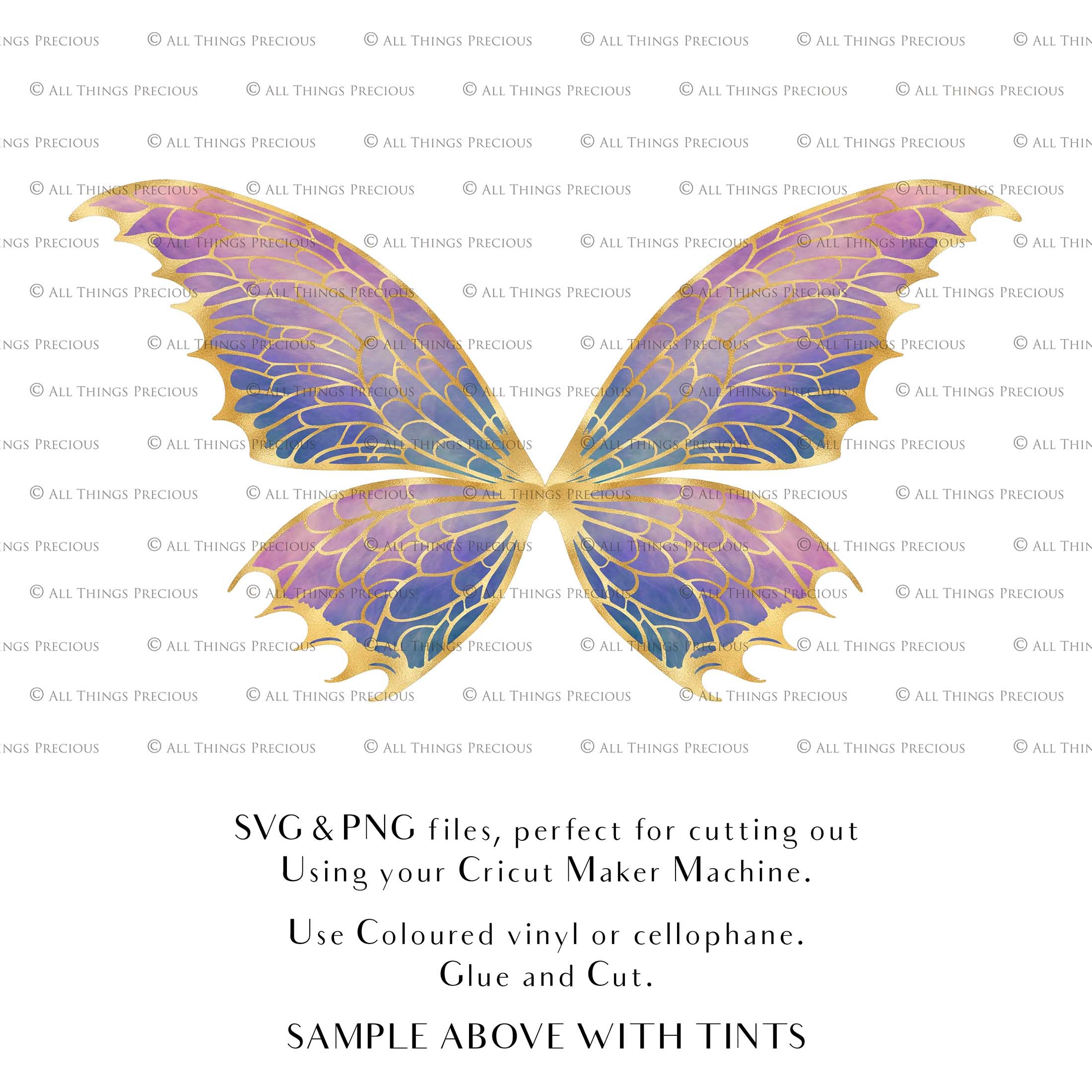 SVG & PNG Fairy Wing files for Cricut or Silhouette Cameo Cutting Machine. To create wearable fairy wings, in adult or children sizes. Use this graphic design for Halloween Costumes, Fantasy or Cosplay or photography. Use as prints in weddings, engagements or baby shower invitations. for you to cut and assemble.