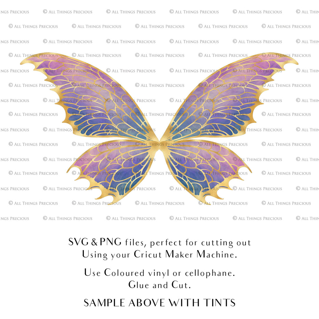 SVG & PNG Fairy Wing files for Cricut or Silhouette Cameo Cutting Machine. To create wearable fairy wings, in adult or children sizes. Use this graphic design for Halloween Costumes, Fantasy or Cosplay or photography. Use as prints in weddings, engagements or baby shower invitations. for you to cut and assemble.