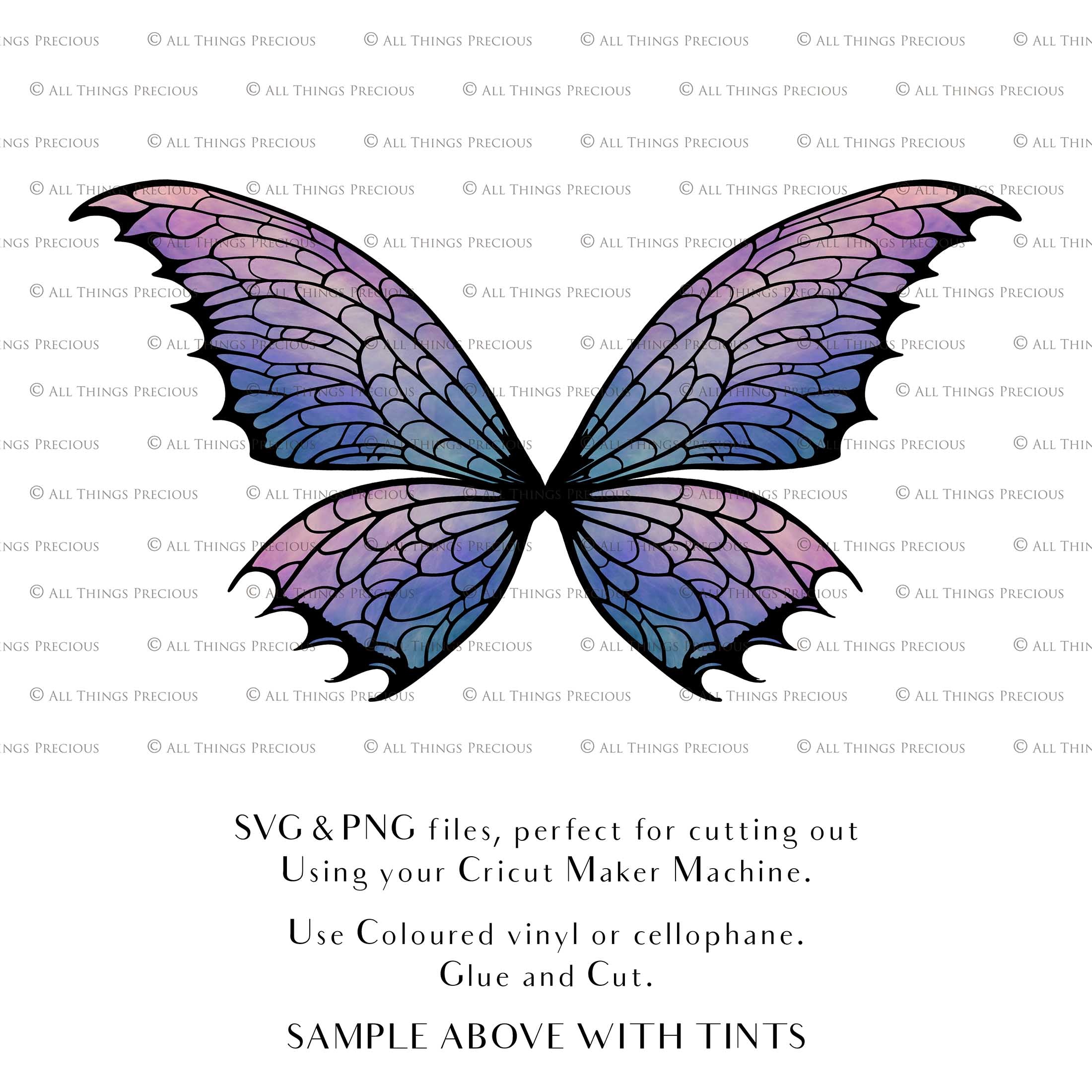 SVG & PNG Fairy/Angel Wing files for Cricut, Silhouette Cameo and other Cutting Machines. Create wearable fairy wings, all sizes. Perfect for Halloween Costumes, Fantasy, Cosplay, Photography. Prints, Wedding, Engagement, Baby Shower invitations, Sublimation Printing, Clip Art and more. Cut and assemble. ATP Textures.