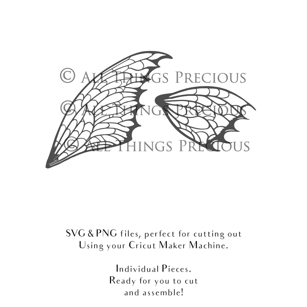 SVG & PNG Fairy/Angel Wing files for Cricut, Silhouette Cameo and other Cutting Machines. Create wearable fairy wings, all sizes. Perfect for Halloween Costumes, Fantasy, Cosplay, Photography. Prints, Wedding, Engagement, Baby Shower invitations, Sublimation Printing, Clip Art and more. Cut and assemble. ATP Textures.