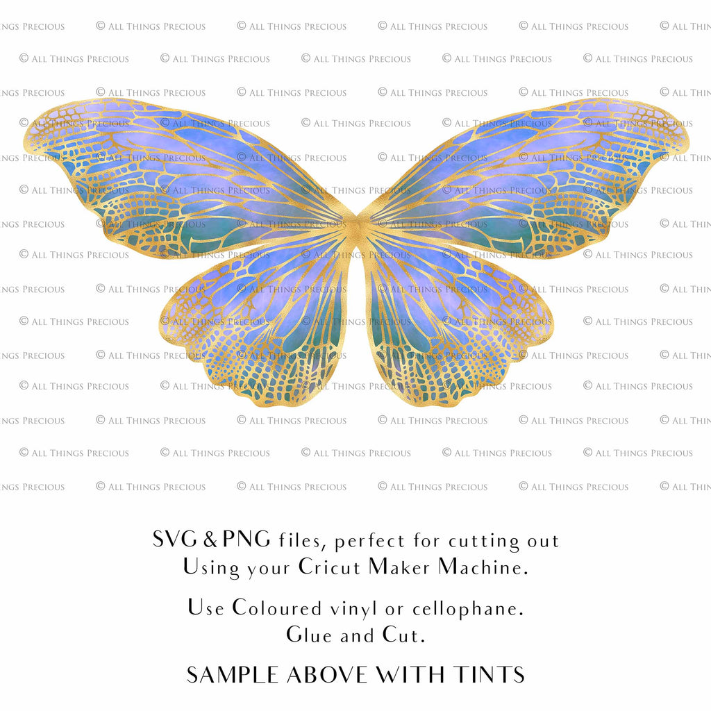 SVG & PNG Fairy Wing files for Cricut or Silhouette Cameo Cutting Machine. To create wearable fairy wings, in adult or children sizes. Use this graphic design for Halloween Costumes, Fantasy or Cosplay or photography. Use as prints in weddings, engagements or baby shower invitations. for you to cut and assemble.