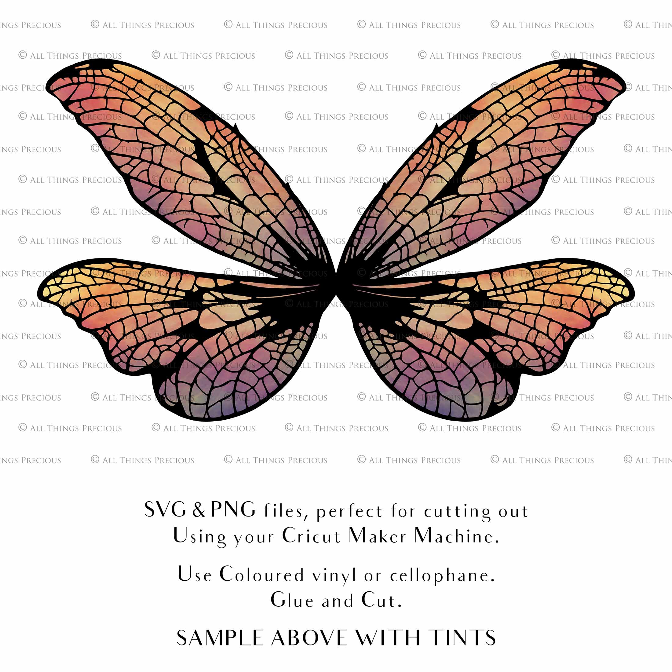 SVG & PNG Fairy/Angel Wing files for Cricut, Silhouette Cameo and other Cutting Machines. Create wearable fairy wings, all sizes. Perfect for Halloween Costumes, Fantasy, Cosplay, Photography. Prints, Wedding, Engagement, Baby Shower invitations, Sublimation Printing, Clip Art and more. Cut and assemble. ATP Textures.