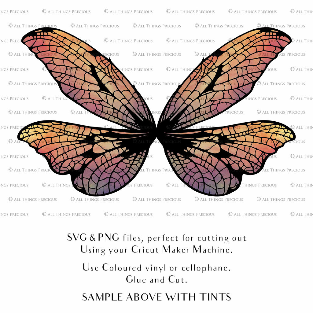 SVG & PNG Fairy/Angel Wing files for Cricut, Silhouette Cameo and other Cutting Machines. Create wearable fairy wings, all sizes. Perfect for Halloween Costumes, Fantasy, Cosplay, Photography. Prints, Wedding, Engagement, Baby Shower invitations, Sublimation Printing, Clip Art and more. Cut and assemble. ATP Textures.