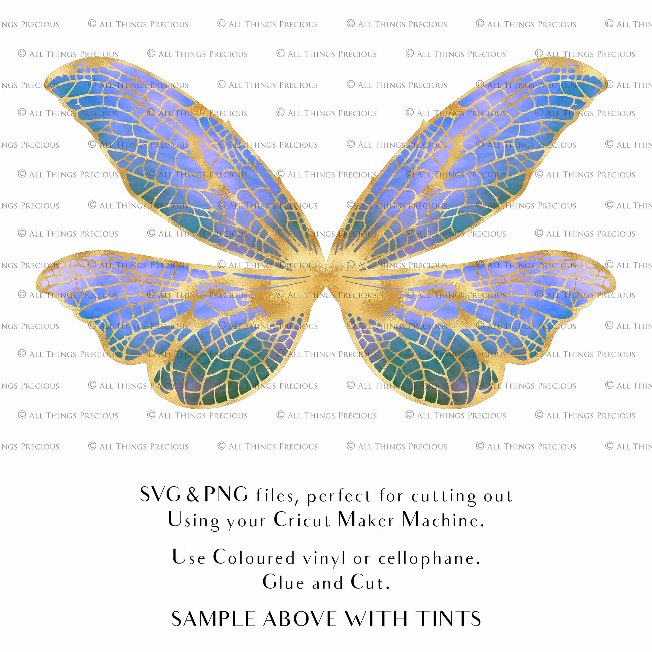 SVG & PNG Fairy Wing files for Cricut or Silhouette Cameo Cutting Machine. To create wearable fairy wings, in adult or children sizes. Use this graphic design for Halloween Costumes, Fantasy or Cosplay or photography. Use as prints in weddings, engagements or baby shower invitations. for you to cut and assemble.