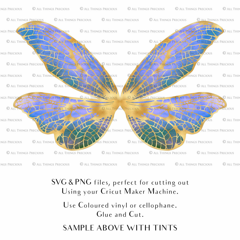 SVG & PNG Fairy Wing files for Cricut or Silhouette Cameo Cutting Machine. To create wearable fairy wings, in adult or children sizes. Use this graphic design for Halloween Costumes, Fantasy or Cosplay or photography. Use as prints in weddings, engagements or baby shower invitations. for you to cut and assemble.