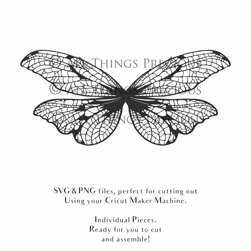 SVG & PNG Fairy/Angel Wing files for Cricut, Silhouette Cameo and other Cutting Machines. Create wearable fairy wings, all sizes. Perfect for Halloween Costumes, Fantasy, Cosplay, Photography. Prints, Wedding, Engagement, Baby Shower invitations, Sublimation Printing, Clip Art and more. Cut and assemble. ATP Textures.