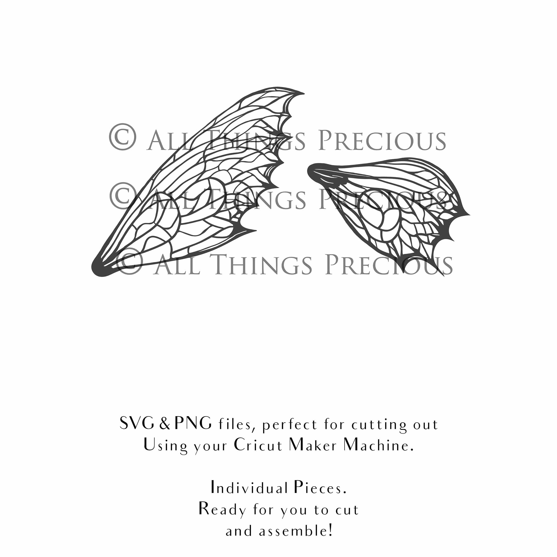 SVG & PNG Fairy/Angel Wing files for Cricut, Silhouette Cameo and other Cutting Machines. Create wearable fairy wings, all sizes. Perfect for Halloween Costumes, Fantasy, Cosplay, Photography. Prints, Wedding, Engagement, Baby Shower invitations, Sublimation Printing, Clip Art and more. Cut and assemble. ATP Textures.