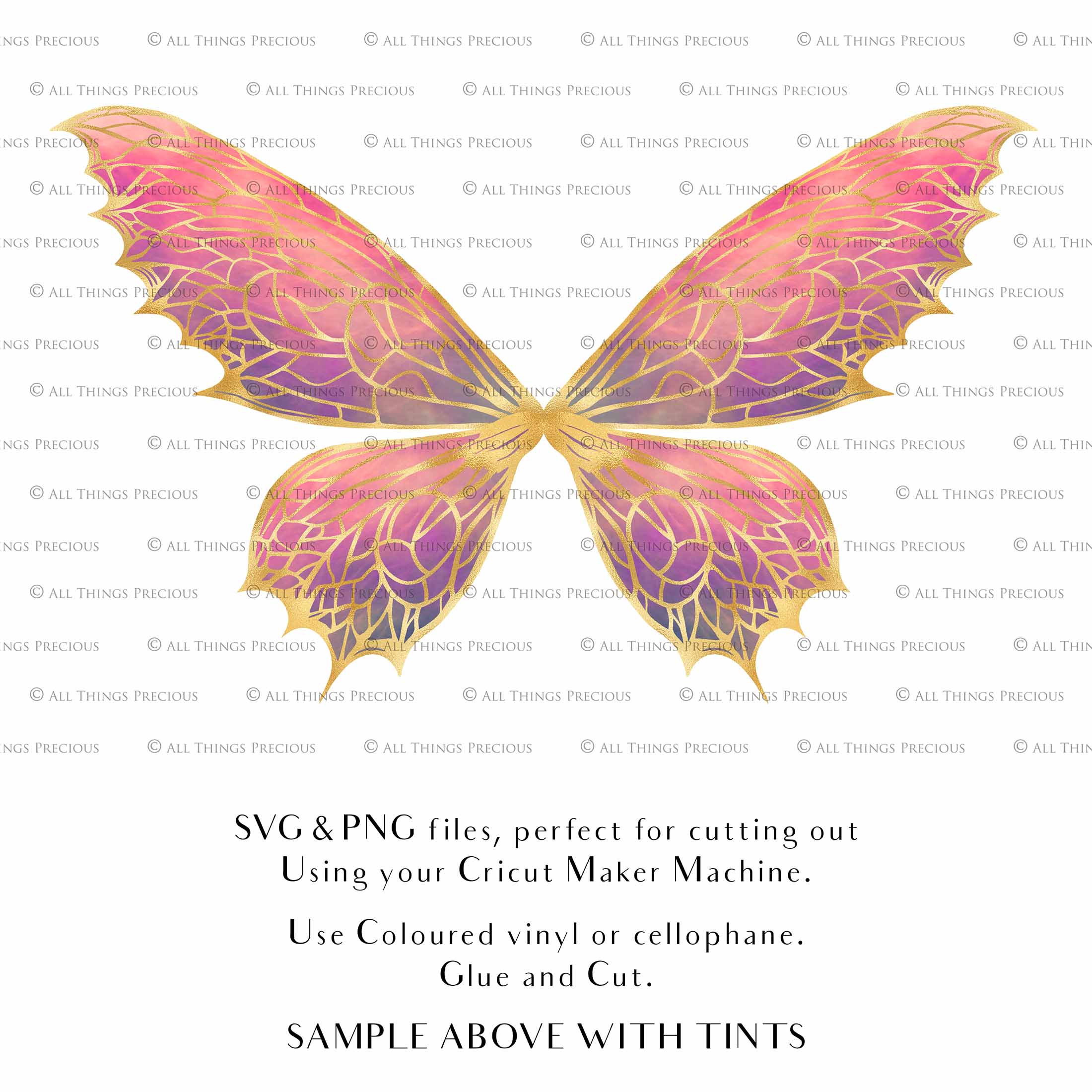 SVG & PNG Fairy Wing files for Cricut or Silhouette Cameo Cutting Machine. To create wearable fairy wings, in adult or children sizes. Use this graphic design for Halloween Costumes, Fantasy or Cosplay or photography. Use as prints in weddings, engagements or baby shower invitations. for you to cut and assemble.