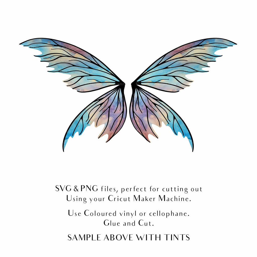 SVG & PNG Fairy/Angel Wing files for Cricut, Silhouette Cameo and other Cutting Machines. Create wearable fairy wings, all sizes. Perfect for Halloween Costumes, Fantasy, Cosplay, Photography. Prints, Wedding, Engagement, Baby Shower invitations, Sublimation Printing, Clip Art and more. Cut and assemble. ATP Textures.