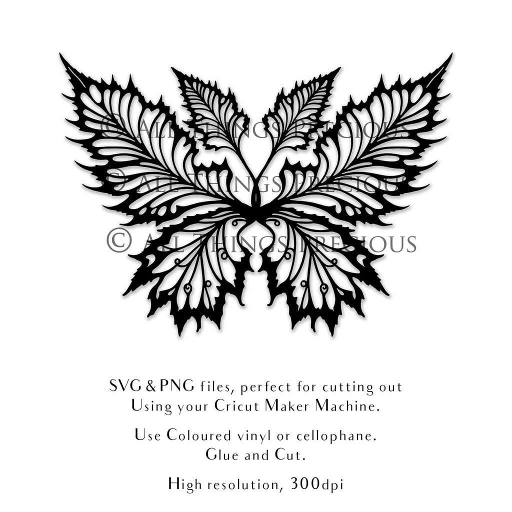 SVG and Png Fairy wings for cricut or cutting machines. Individual wing parts to cut and assemble. Adult size, kids, child, halloween event wings. For photographers and designers. By ATP Textures.