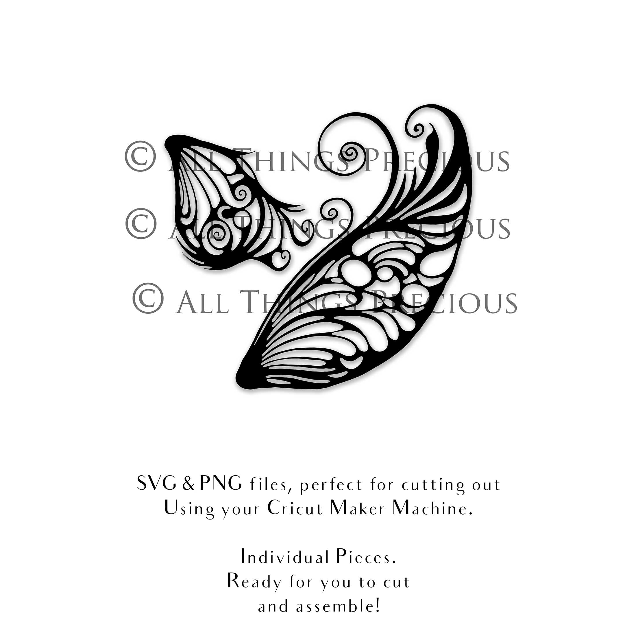 SVG and Png Fairy wings for cricut or cutting machines. Individual wing parts to cut and assemble. Adult size, kids, child, halloween event wings. For photographers and designers. By ATP Textures.
