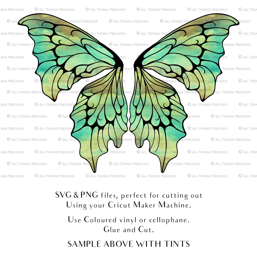 SVG and Png Fairy wings for cricut or cutting machines. Individual wing parts to cut and assemble. Adult size, kids, child, halloween event wings. For photographers and designers. By ATP Textures.