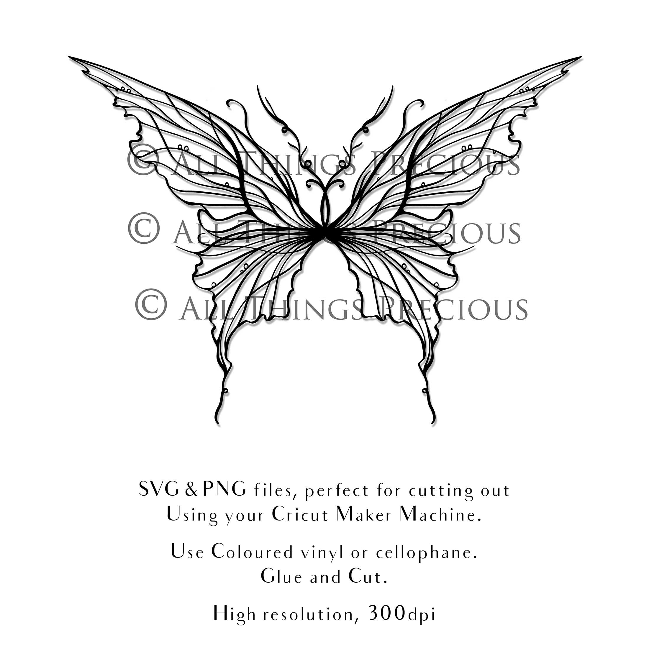 SVG and Png Fairy wings for cricut or cutting machines. Individual wing parts to cut and assemble. Adult size, kids, child, halloween event wings. For photographers and designers. By ATP Textures.