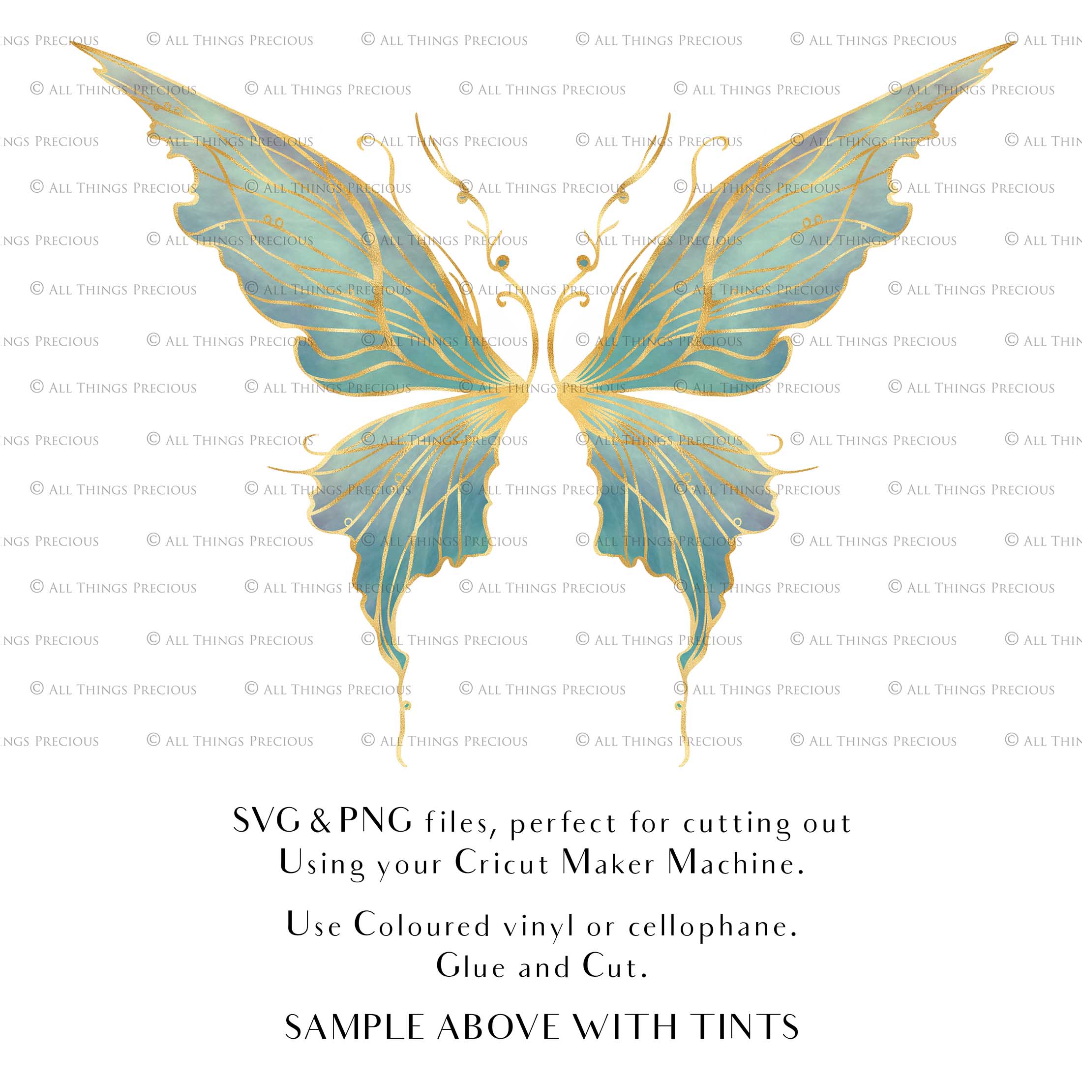 SVG and Png Fairy wings for cricut or cutting machines. Individual wing parts to cut and assemble. Adult size, kids, child, halloween event wings. For photographers and designers. By ATP Textures.