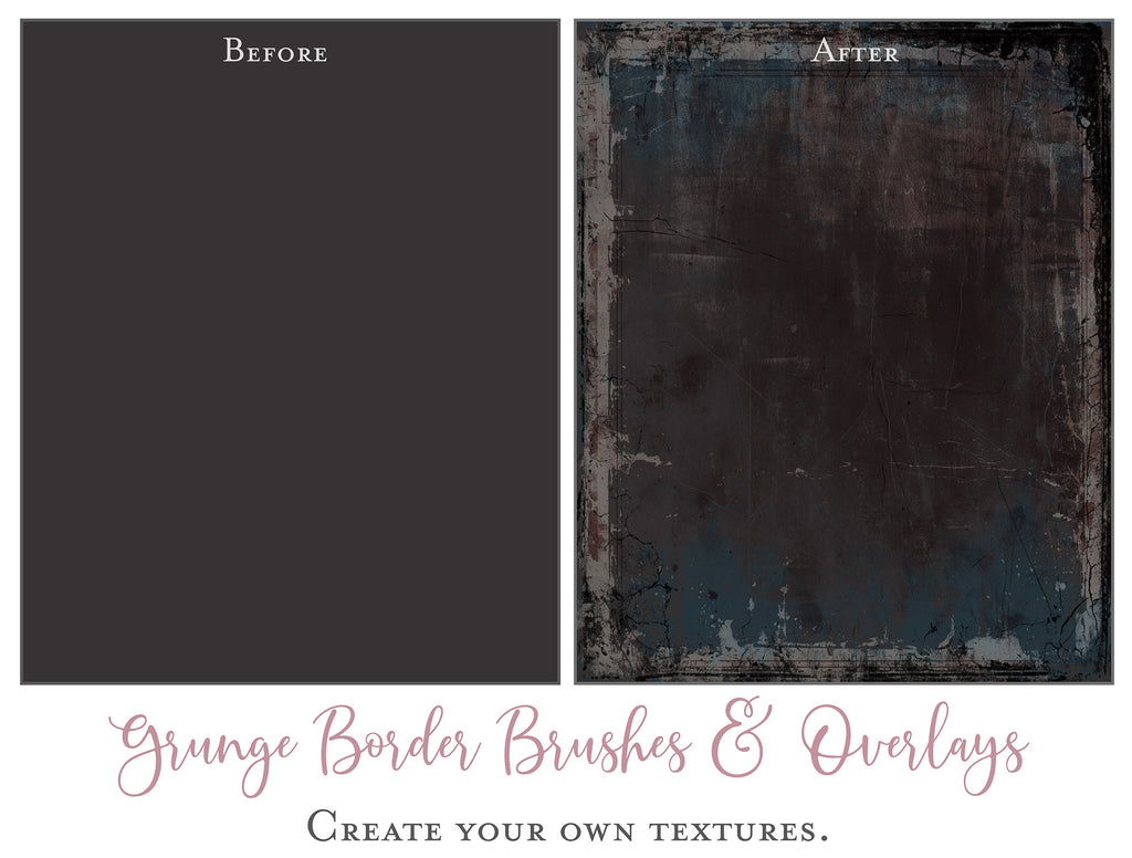 Photography Overlays & Photoshop Brushes. 300dpi, high resolution. Grungy frames, Png clipart, Jpeg overlays Photographer editing graphic assets. ATP Textures.