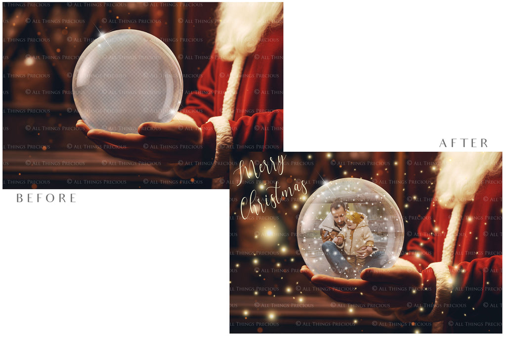 Digital Snow Globe Background. Png snow and glow overlays with PSD Template. The globe is transparent, perfect for adding your own images and retain the glass effect. Nutcracker Mouse Christmas. The file is 6000 x 4000, 300dpi. Png Included. Use for Xmas edits, Photography, Card Crafts, Scrapbooking. ATP Textures