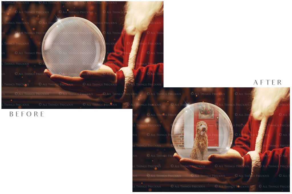 Digital Snow Globe Background. Png snow and glow overlays with PSD Template. The globe is transparent, perfect for adding your own images and retain the glass effect. Nutcracker Mouse Christmas. The file is 6000 x 4000, 300dpi. Png Included. Use for Xmas edits, Photography, Card Crafts, Scrapbooking. ATP Textures