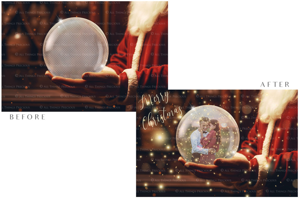 Digital Snow Globe Background. Png snow and glow overlays with PSD Template. The globe is transparent, perfect for adding your own images and retain the glass effect. Nutcracker Mouse Christmas. The file is 6000 x 4000, 300dpi. Png Included. Use for Xmas edits, Photography, Card Crafts, Scrapbooking. ATP Textures