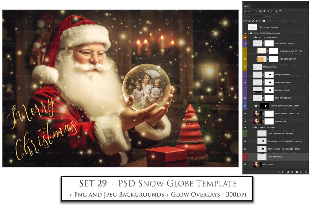 Digital Snow Globe Background. Png snow and glow overlays with PSD Template. The globe is transparent, perfect for adding your own images and retain the glass effect. Nutcracker Mouse Christmas. The file is 6000 x 4000, 300dpi. Png Included. Use for Xmas edits, Photography, Card Crafts, Scrapbooking. ATP Textures