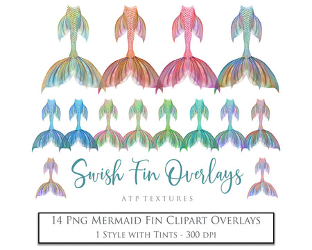 Png transparent Mermaid Tail fin overlays in colourful tints. By ATP Textures Ocean undersea digital backgrounds.