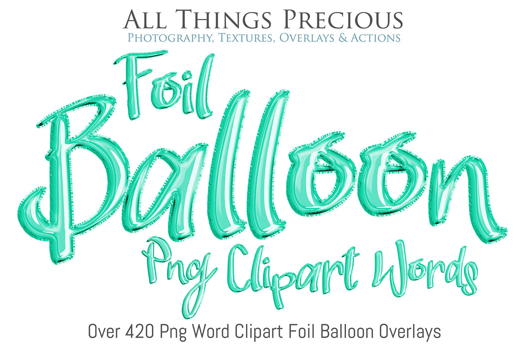 FOIL BALLOON WORDS Clipart - TEAL - FREE DOWNLOAD
