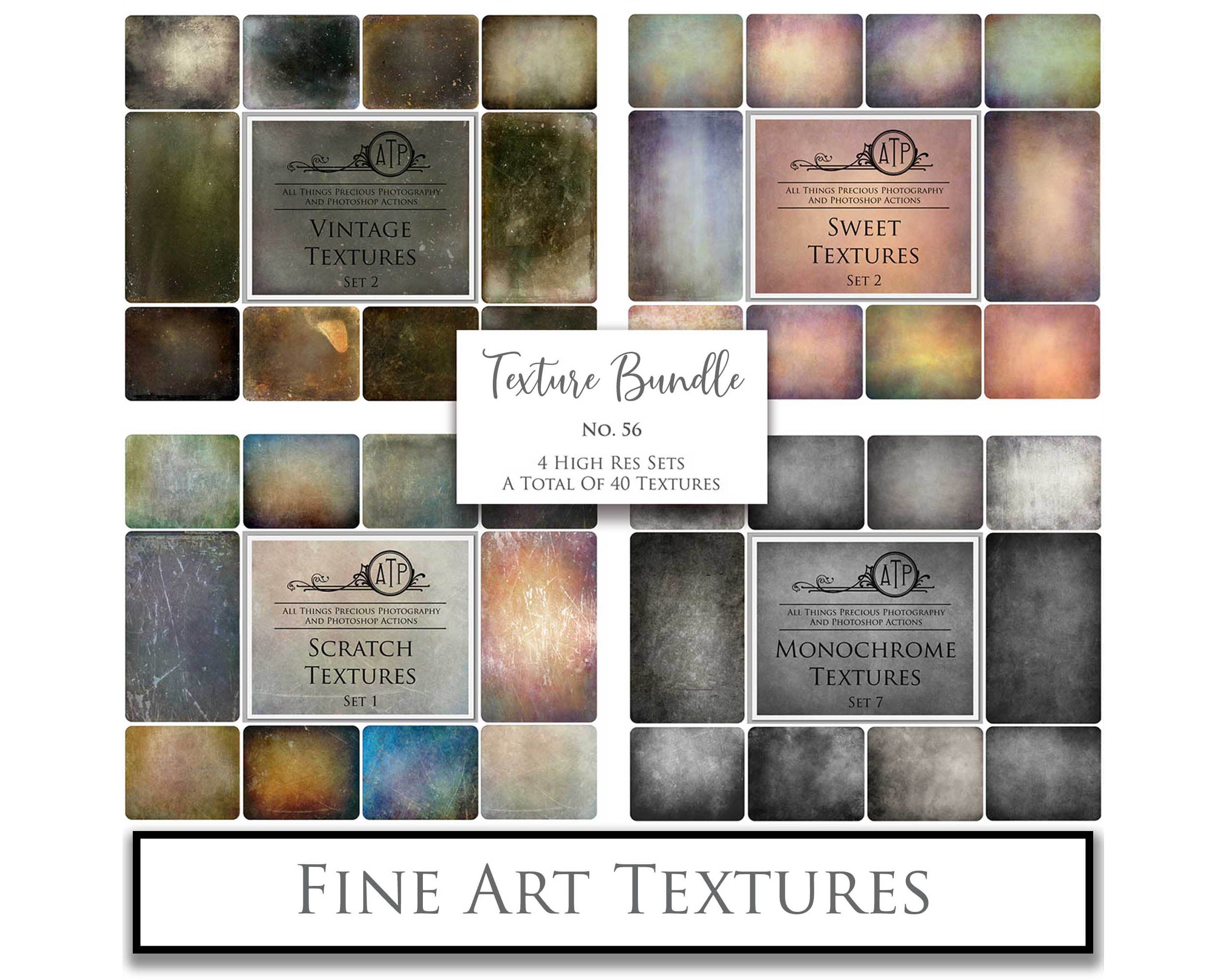 40 High resolution Textures for Photographers, Photoshop, Digital art and Creatives. Digital photography edits, Photoshop. Scratch, Fine Art Antique, Vintage, Grunge, Light, Dark Bundle. Textured printable Canvas, Colour, Monochrome, Bundle. Graphic Assets for photography, digital scrapbooking and design. ATP Textures
