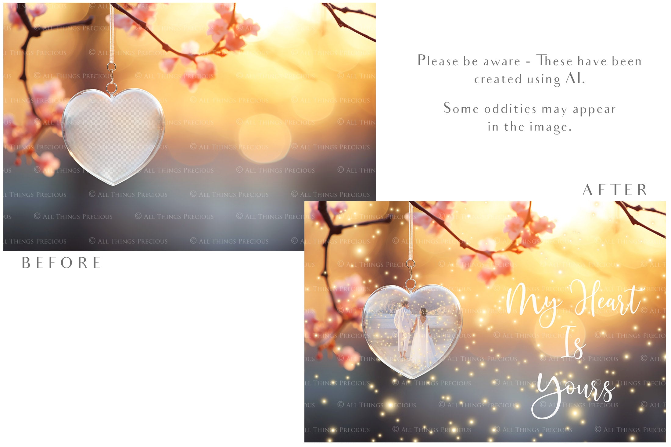 Valentines Love Heart Background. Wedding Photography edit. High resolution, Digital file. With Glass Globe in a heart shape, glows and bokeh. Png overlays for photoshop. Print as invitations or cards. 6000 x 4000, 300dpi. By ATP Textures.