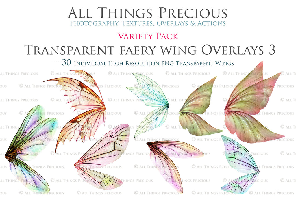 Fairy Wings Overlays For Photography, Photoshop, Digital art and Creatives. Transparent, high resolution wings for photographers. These are gorgeous PNG overlays for fantasy digital art and Child portraiture. colour, White fairy wings. Photo Overlays. Digital download. Graphic effects. ATP Textures