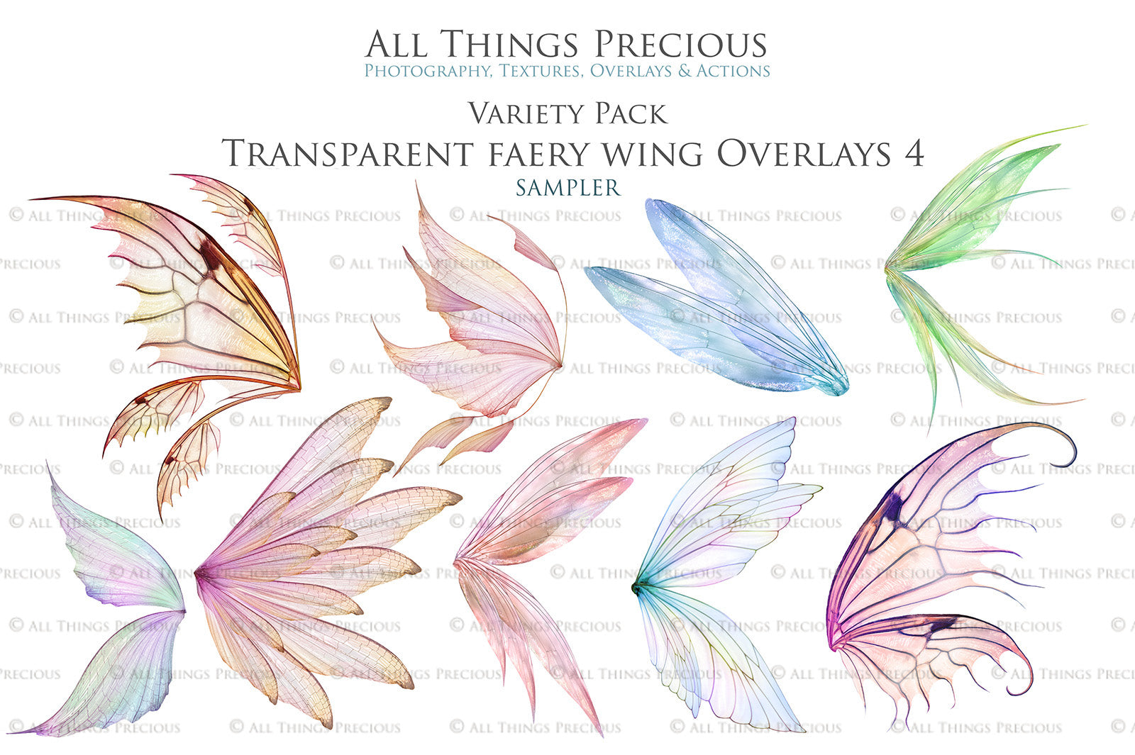 Fairy Wings Overlays For Photography, Photoshop, Digital art and Creatives. Transparent, high resolution wings for photographers. These are gorgeous PNG overlays for fantasy digital art and Child portraiture. colour, White fairy wings. Photo Overlays. Digital download. Graphic effects. ATP Textures