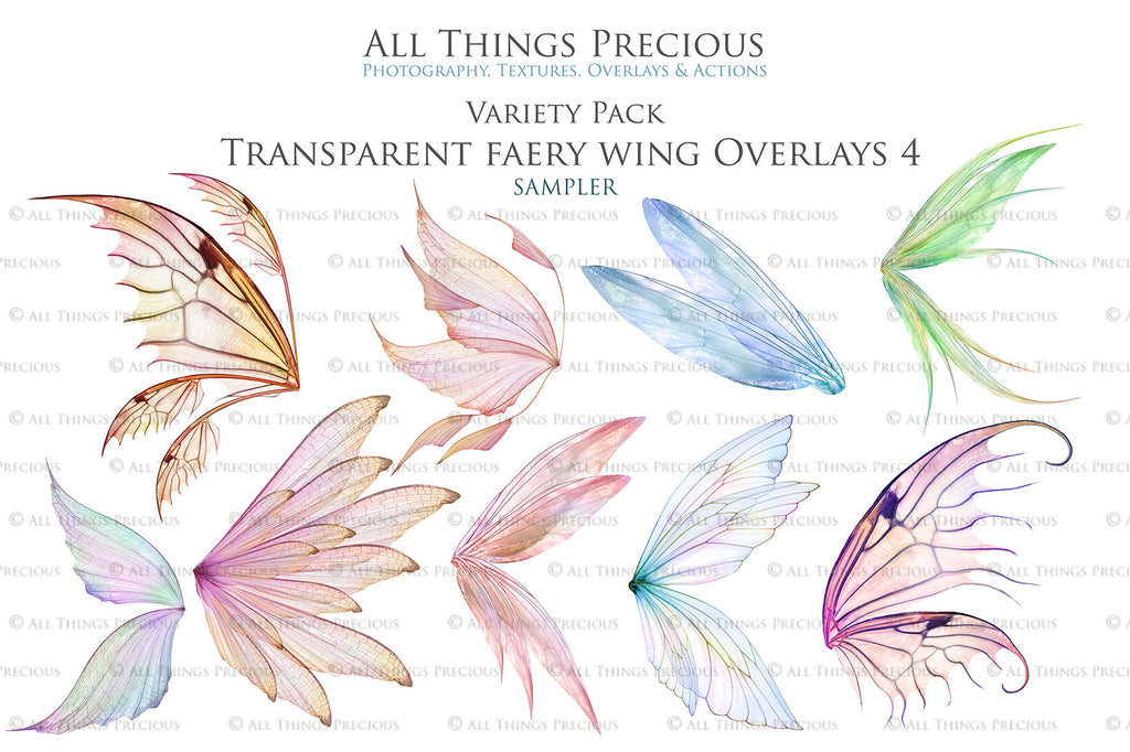 Fairy Wings Overlays For Photography, Photoshop, Digital art and Creatives. Transparent, high resolution wings for photographers. These are gorgeous PNG overlays for fantasy digital art and Child portraiture. colour, White fairy wings. Photo Overlays. Digital download. Graphic effects. ATP Textures