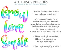 Load image into Gallery viewer, FOIL BALLOON WORDS Clipart - RAINBOW - FREE DOWNLOAD

