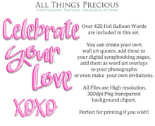 Load image into Gallery viewer, FOIL BALLOON WORDS Clipart - PINK - FREE DOWNLOAD
