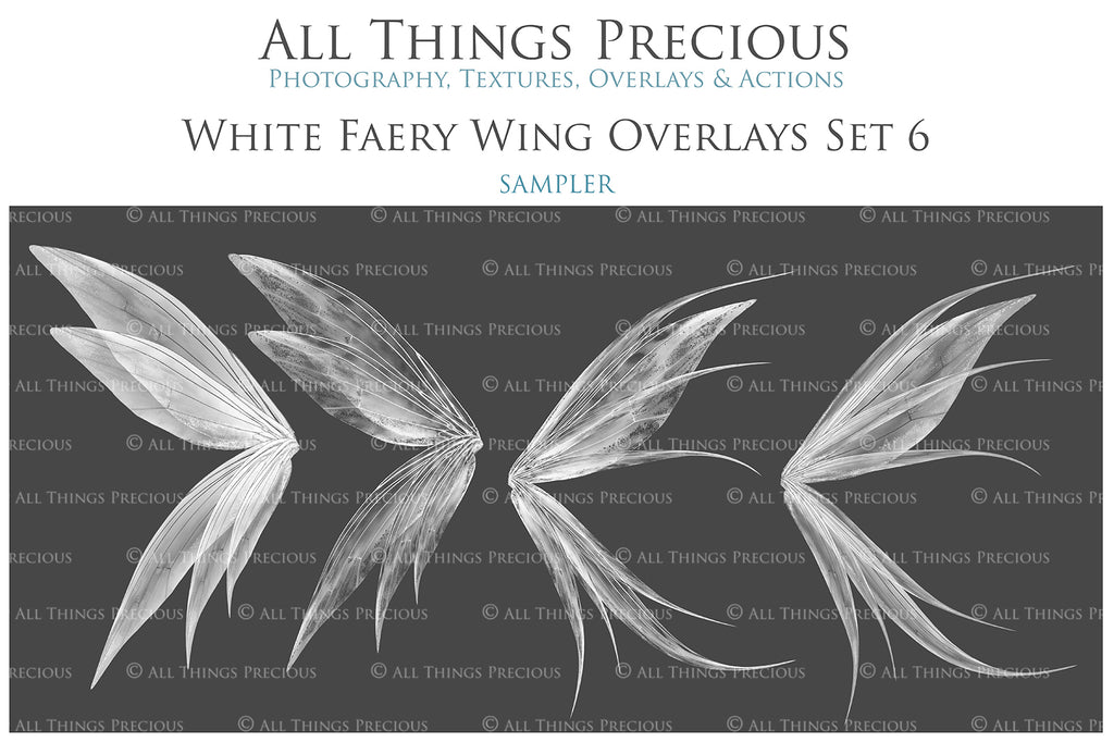 Fairy Wing Overlays For Photographers, Photoshop, Digital art. Transparent, high resolution, faery wings for photography. PNG overlays for fantasy digital art and Child portraiture. White fairy wings. Photo Overlays. Digital download. Graphic effects. Assets for photographers. ATP Textures