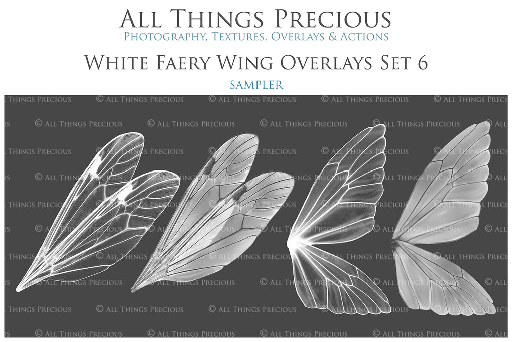 Fairy Wing Overlays For Photographers, Photoshop, Digital art. Transparent, high resolution, faery wings for photography. PNG overlays for fantasy digital art and Child portraiture. White fairy wings. Photo Overlays. Digital download. Graphic effects. Assets for photographers. ATP Textures