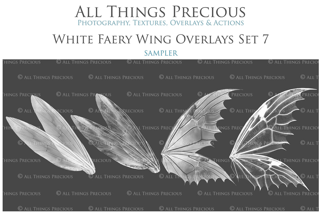 Fairy Wing Overlays For Photographers, Photoshop, Digital art. Transparent, high resolution, faery wings for photography. PNG overlays for fantasy digital art and Child portraiture. White fairy wings. Photo Overlays. Digital download. Graphic effects. Assets for photographers. ATP Textures