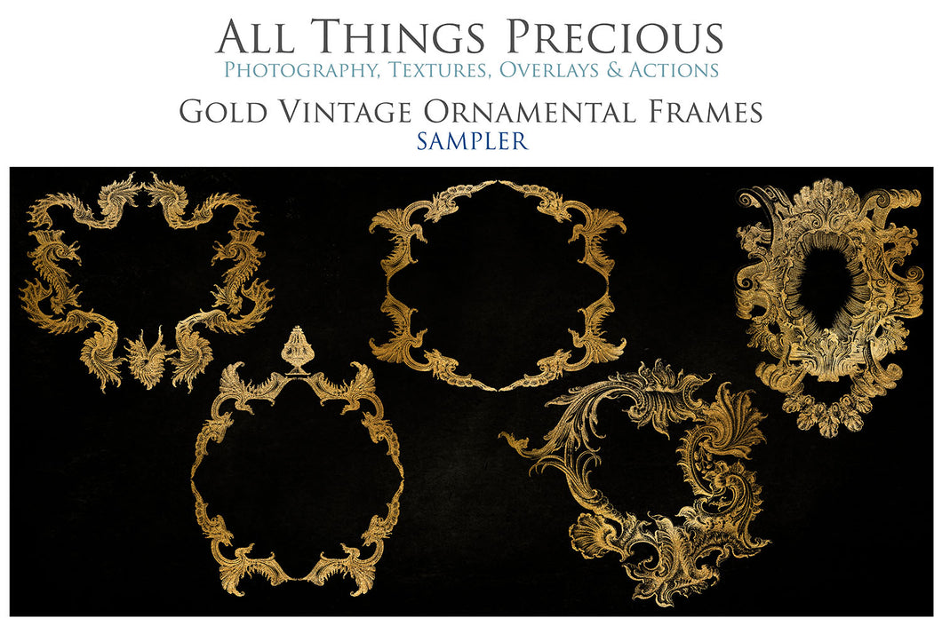 VINTAGE ORNAMENTAL GOLD Frames - Clipart