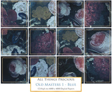 Load image into Gallery viewer, OLD MASTERS FLORAL Set 1 - BLUE - Digital Papers
