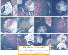 Load image into Gallery viewer, OLD MASTERS FLORAL Set 1 - PASTEL BLUE - Digital Papers
