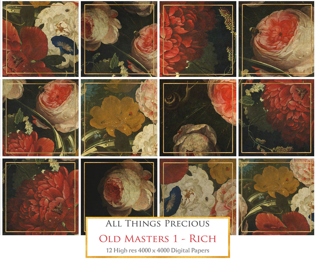 OLD MASTERS FLORAL Set 1 - RICH - Digital Papers