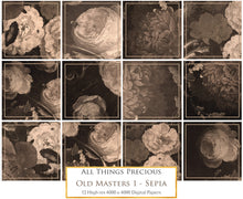 Load image into Gallery viewer, OLD MASTERS FLORAL Set 1 - SEPIA - Digital Papers
