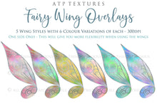 Load image into Gallery viewer, 30 Png RAINBOW FAIRY WING Overlays - SILVER
