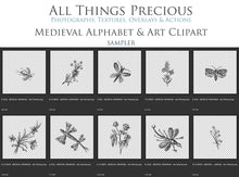 Load image into Gallery viewer, MEDIEVAL ALPHABET, Insects &amp; Florals - Clipart
