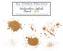 Load image into Gallery viewer, WATERCOLOUR SPLASHES - Gold &amp; Mauve - Clipart
