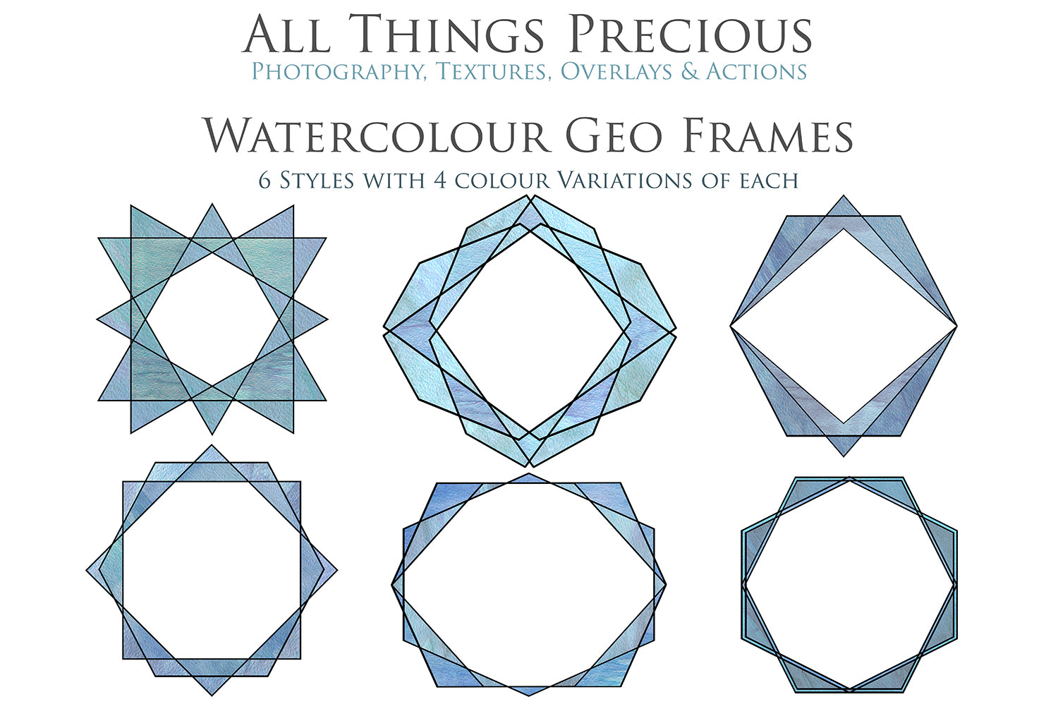 30 PNG WATERCOLOUR / BLACK Geo Frames - Clipart - FREE DOWNLOAD