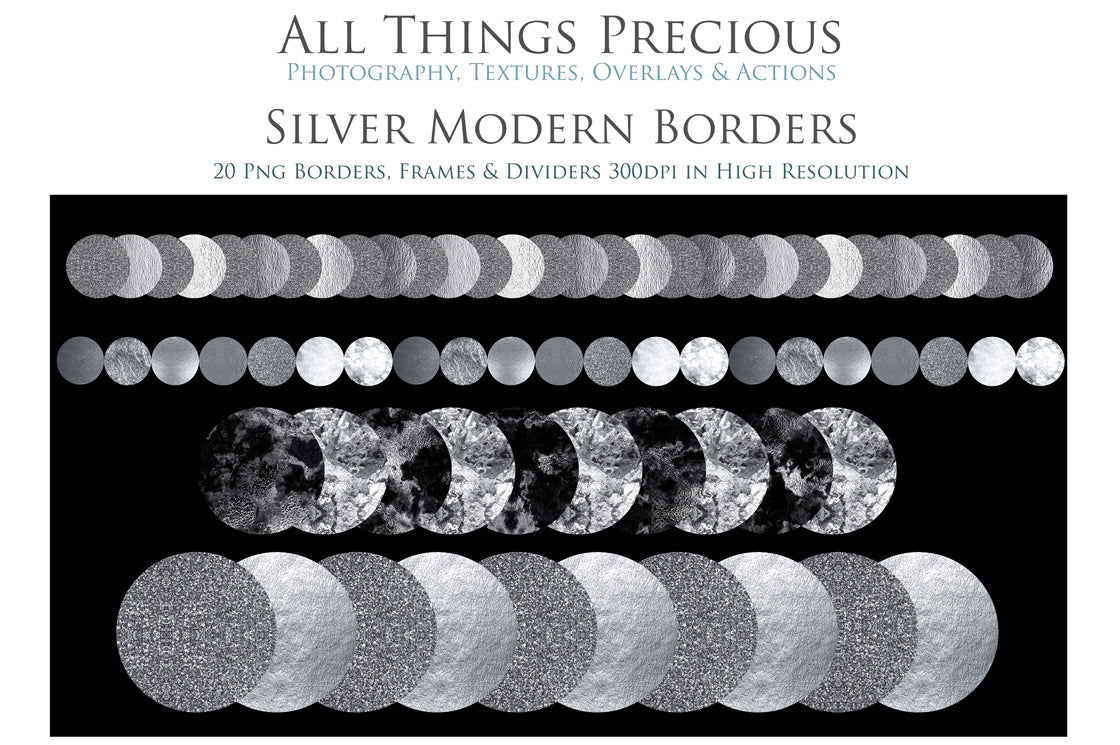 MODERN SILVER BORDERS - Clipart