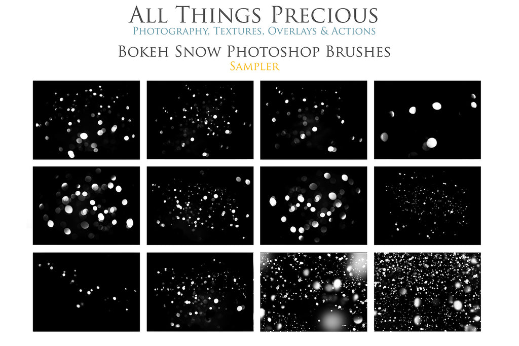 Lovely Wintery Snow photoshop brushes! Photoshop brushes for photography and digital design.  Digital Stamps for scrapbooking, photography and graphic design. Assets and Add ons. High resolution digital files.  ATP Textures 