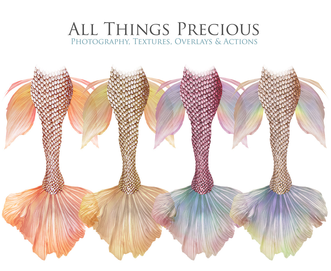 Png transparent Mermaid Tail fin overlays in colourful tints. By ATP Textures Ocean undersea digital backgrounds.